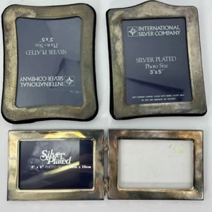 Silver Plated Frames - Three Total: (2) 3x5 & (1) Double 3x4 - UNPOLISHED - Picture 1 of 14