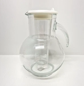 Crate & Barrel Iced Tea/Lemonade Glass Pitcher with Ice Insert and White Lid - Picture 1 of 9