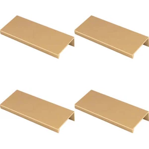 4er-Pack Quadratische Kante Finger Zug Griff Satin Messing 100 mm schmale Schrank Schublade - Bild 1 von 2