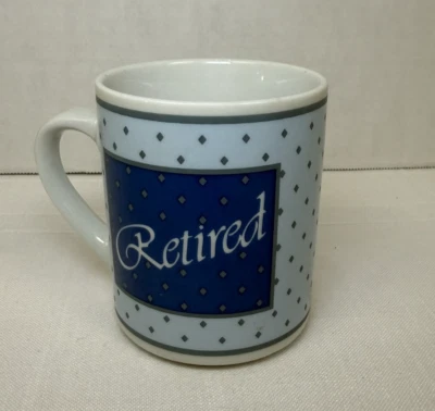 Taza de té de café azul retirada Abbey Press, una época de vida para recordar felizmente Foto 1 de 4