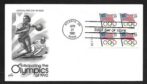 #2528 29c Flag & Olympic Rings- ArtCraft FDCB4 Booklet Plt #K1111 - Picture 1 of 2