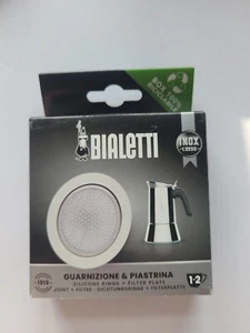 Bialetti 1-2 Cup Inox Filter Plate & 1 Gasket/Seal/Rubber Ring Venus Musa Kitty - Picture 1 of 12