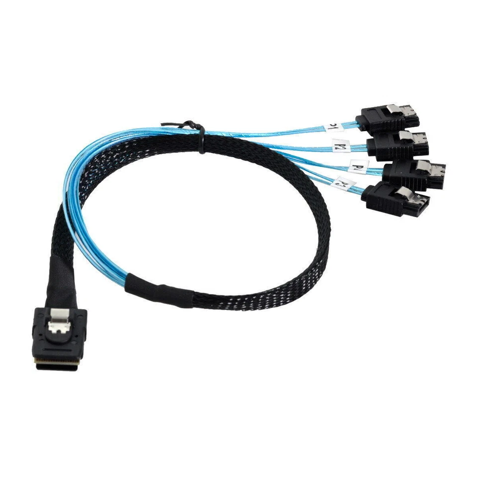 CY Internal Mini SAS SFF-8087Host to 7pin 4 SATA Target Hard Disk 6Gbps Cable - Image 1 of 4
