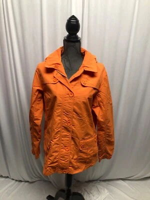 Chaqueta ligera Lands End naranja con capucha para mujer talla mediana resistente al agua Foto 1 de 4