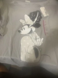 Minnie Mouse Shirt Top Womens XXL Gray Black White FrankenBride, BRAND NEW - Afbeelding 1 van 5