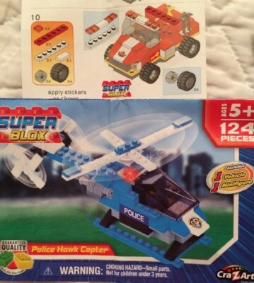 CraZArt SUPER BLOX POLICE HAWK COPTER & Fire Buggy - Image 1 of 4