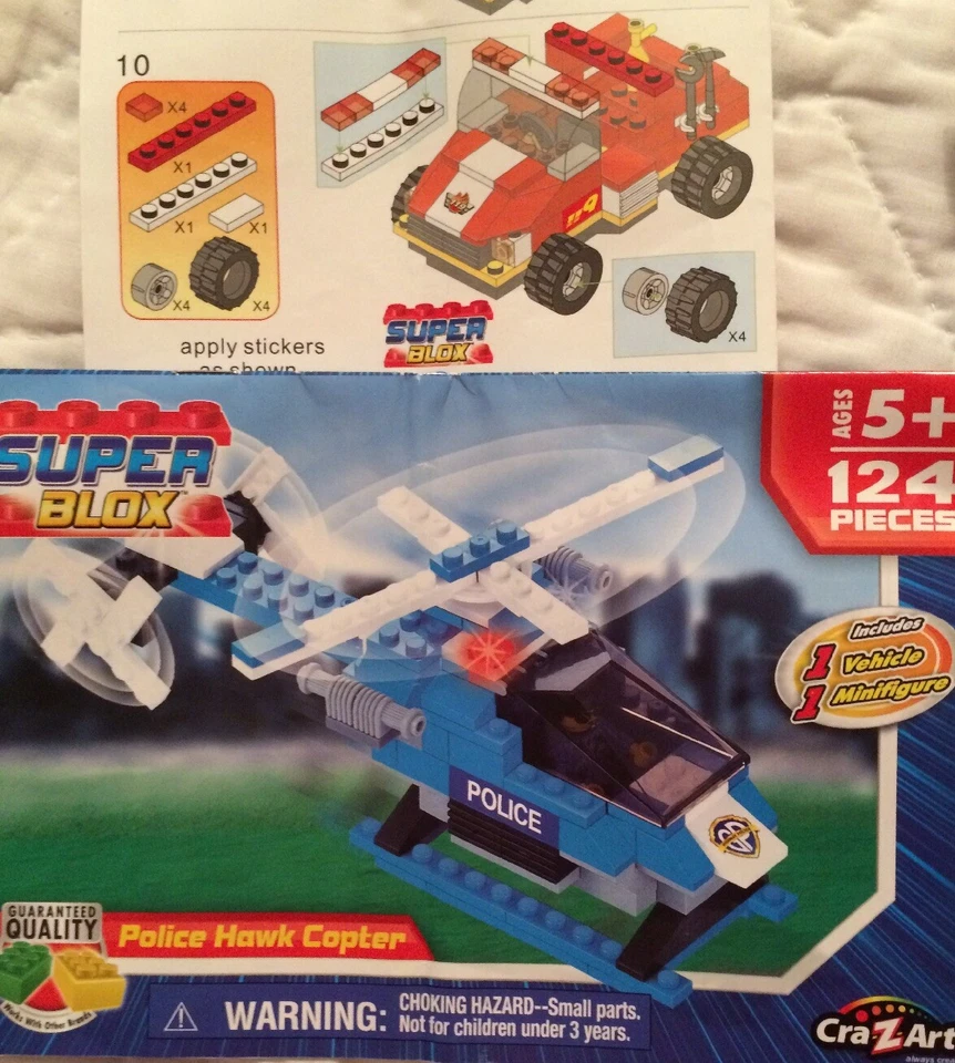 CraZArt SUPER BLOX POLICE HAWK COPTER & Fire Buggy - Image 1 of 4