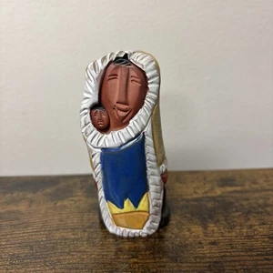 KEENA Mohawk Inuit Mother & Child Sun Design Native American Pottery Signed - Picture 1 of 8