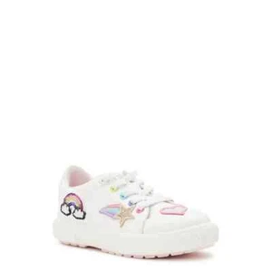 Wonder Nation Toddler Girl Patched Low Court Sneaker, White Size 9 - Picture 1 of 5