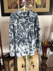 MV Sport NWT Indigo Tie Pouch Pockets V-Notch Women's Hoodie Sweatshirt - Picture 1 of 6
