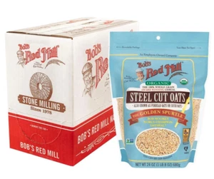 Bobs Red Mill Resealable Organic Steel Cut Oats 24 Ounce Pack of 4 - Picture 1 of 5