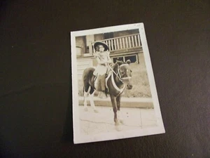 Vintage Photograph Of Young Girl Riding Horse Black & White - Picture 1 of 3
