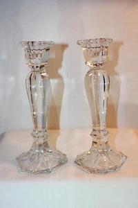 Vintage Pair 8.5” Crystal Glass Candlestick Holders ~ EUC - Picture 1 of 5