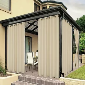 Waterproof Outdoor Curtains for Patio Premium Thick Privacy Weatherproof Grom... - Picture 1 of 9