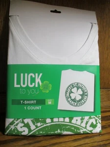Irish White w/Green Logo Happy St. Patrick's Day Short-Sleeve Tee-Shirt D1 - Bild 1 von 5