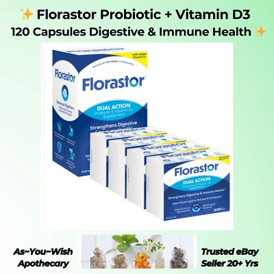 120 Ct. Florastor Probiótico Diario + Vitamina D3 Exp 09/2026 Cápsulas Vegetarianas Foto 1 de 4