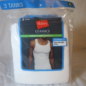 Hanes Herren 3 Tanks Hemd Classics Fit Etikett less Gr. XL Weiß Neu - Bild 1 von 5