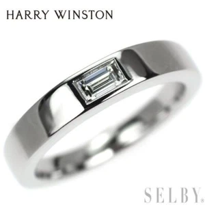 Harry Winston Pt950 Baguette Diamond Ring Size 8.5 Luxury Authentic From Japan - Picture 1 of 5