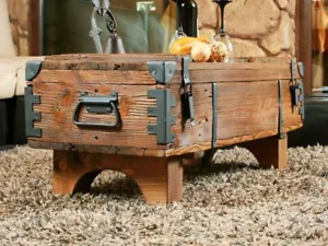 Alte Truhe Kiste Tisch Shabby Chic Holz Beistelltisch Holztruhe Couchtisch - Bild 1 von 11