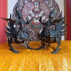 RAR!! ANTIKE KINNAREE KINNARA BRONZE SKULPTUR THAI LITERATUR KUNST PAAR STATUE - Bild 1 von 24