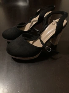 Sexy Black Suede Round toe High Stiletto Heels Size 6 - Picture 1 of 5
