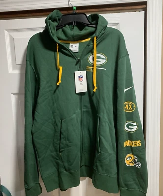 Para Hombres Nike Green Bay Packers Cremallera Completa Sudadera con Capucha Sobre el Campo Verde Talla L Nueva con Etiquetas Foto 1 de 4
