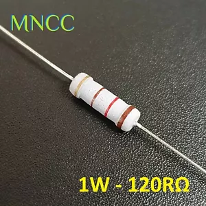 1 vatio 120RΩ - 120R ohmios película de óxido metálico resistencia fija MOX 5% 1W 11 mm axial - Imagen 1 de 3