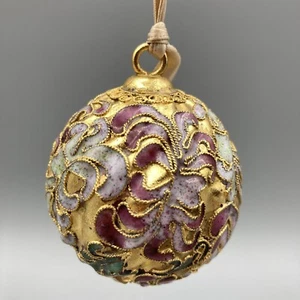 Cloisonne Palla Smaltata Natale Primaverile Decorazione Disegno Floreale Rosa Verdi 2" - Foto 1 di 10