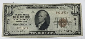 $10 1929 The Doylestown Bank & Trust Company Doylestown, PA #573 - Picture 1 of 6