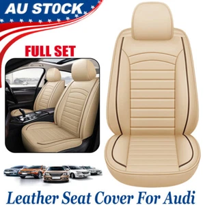 2025 PU Leather Car Cushions Mat Cover For Audi Full Set 5 Seater Beige Interior - Picture 1 of 22