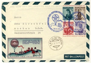 ÖSTERREICH - 15. BALLONPOST 1956 - GANZSACHENUMSCHLAG 5/25/30/40g in die DDR - Bild 1 von 2