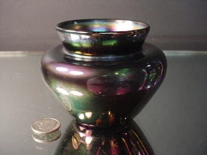 Rare Loetz Art Glass Rubin Metall Striated Iridescent Miniature Vase Deco Czech - Picture 1 of 5