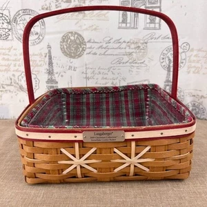 Longaberger 2009 rot Weihnachten Schneeflocke Kekskorb mit Einsatz und Schutz - Bild 1 von 8