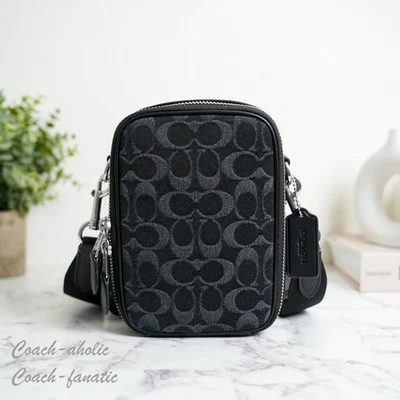 Bandolera Coach CAJ44 Stanton en denim plateado/negro exclusivo Foto 1 de 4