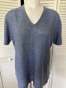 Eileen Fisher Pullover Organic Linen Top V Neck S/S NWOT Sz M - Picture 1 of 4
