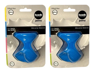 2x Funda de silicona para biberón Joovy boob para biberones de vidrio de 5 oz (150 ml) - azul Foto 1 de 4