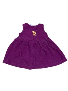 Vintage Y2K Disney Winnie The Pooh Purple Corduroy Jumper Dress Bird 24M - Picture 1 of 6