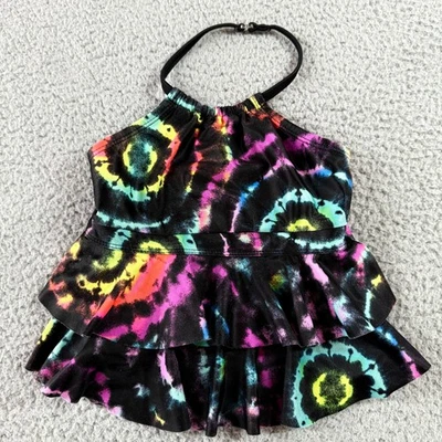 Blusa de natação regata em camadas boho arco-íris neon multicolorida meninas XS sem marca - Imagem 1 de 4