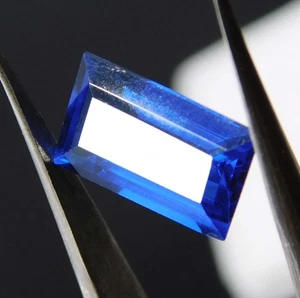 Piedras preciosas sueltas certificadas con forma de baguette de zafiro azul natural de 3 quilates - Imagen 1 de 7