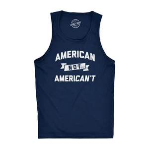Camiseta sin mangas de fitness para hombre American Not Americant divertida Orgullo de EE. UU. 4 de julio - Imagen 1 de 7