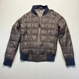 Athleta Jacket Adult Khaki Green Full Zip Dobby Goose Down Puffer Bomber - Picture 1 of 4