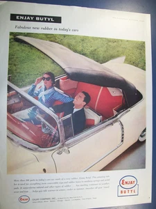 1957 Cadillac Eldorado Convertible car large-mag Enjay Butyl ad - Picture 1 of 1