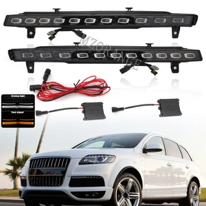 Sequential LED DRL Daytime Running Light Turn Signal Lamps For Audi Q7 2010-2015 - Picture 1 of 21