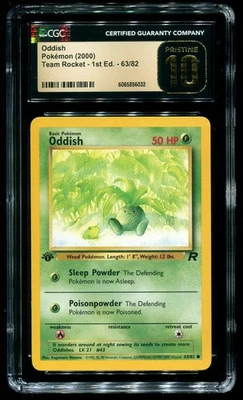 CGC Pristine 10 Oddish 1st Edition Team Rocket 2000 Pokemon Card #63 - Image 1 of 2
