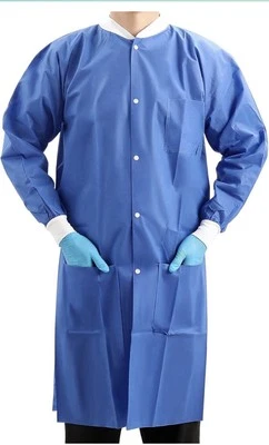5 JMU Disposable SMS Lab Coats Knee Length with Knit Cuffs  - Image 1 of 3
