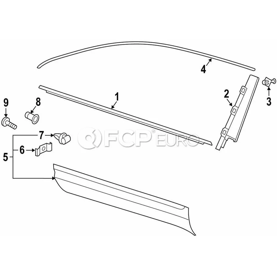 NEW VW ATLAS WINDOW SLOT SEAL WITH TRIM STRIP BLACK/CHROME 3CN8374752MG ORIGINAL - Image 1 of 1