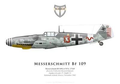 Print Messerschmitt Bf 109G-6, Fw H. Bartels, 11./JG 27, 1943 (par G. Marie)