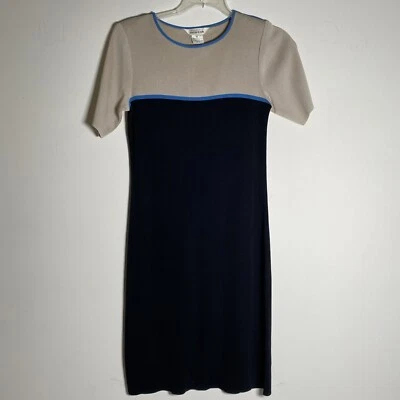 Exclusively Misook Sheath Acrylic Dress Size XS Black and Beige - Image 1 of 4