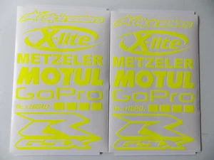 12Teilig - Motorrad Sponsoren Aufkleber Set - NEON GELB -od. Rot - Grün - Orange - Bild 1 von 1