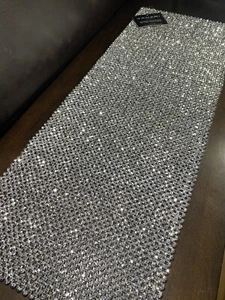 TAHARI NEU!!! SILBER Perlen 13”x36” TISCHLÄUFER Urlaub Party WUNDERSCHÖN! 🌟 - Bild 1 von 8